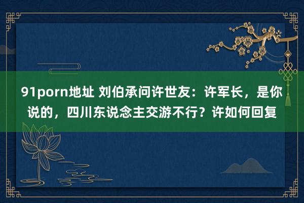 91porn地址 刘伯承问许世友：许军长，是你说的，四川东说念主交游不行？许如何回复