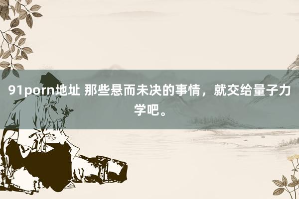 91porn地址 那些悬而未决的事情,就交给量子力学吧。