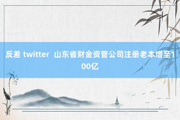 反差 twitter  山东省财金资管公司注册老本增至100亿