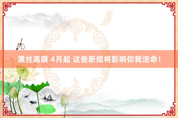 黑丝高跟 4月起 这些新规将影响你我活命！