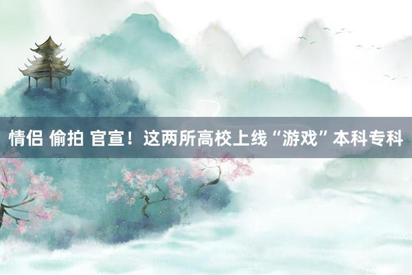 情侣 偷拍 官宣！这两所高校上线“游戏”本科专科